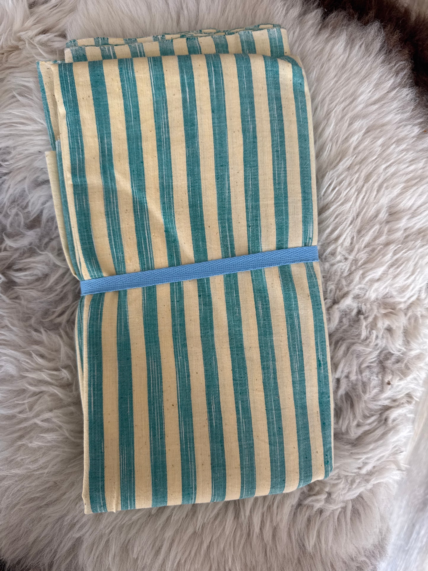 Stripe Yellow + Seagreen Cotton - 2.5m