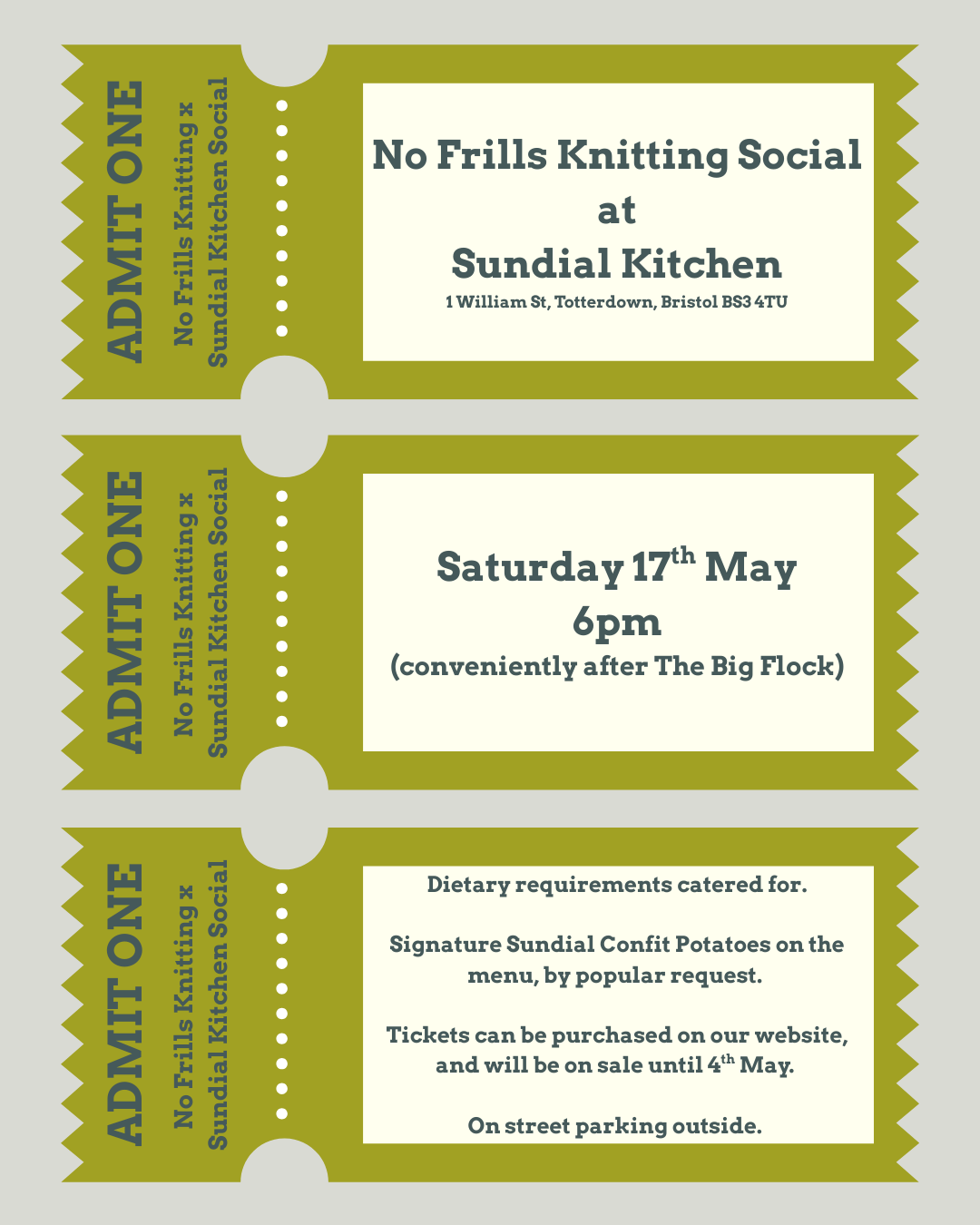 SOCIAL TICKET: May Social at Sundial Kitchen (Saturday 17th May)