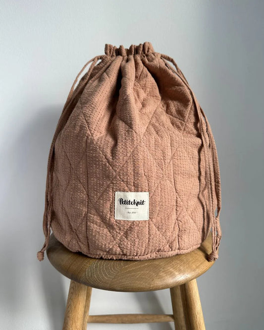 PetiteKnit Get Your Knit Together Grand Knitting Bag - Praline Seersucker