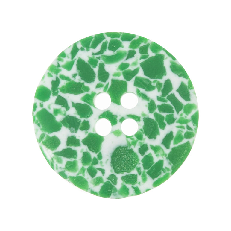 Recycled Plastic 4 Hole Button - Green and White (2 sizes)