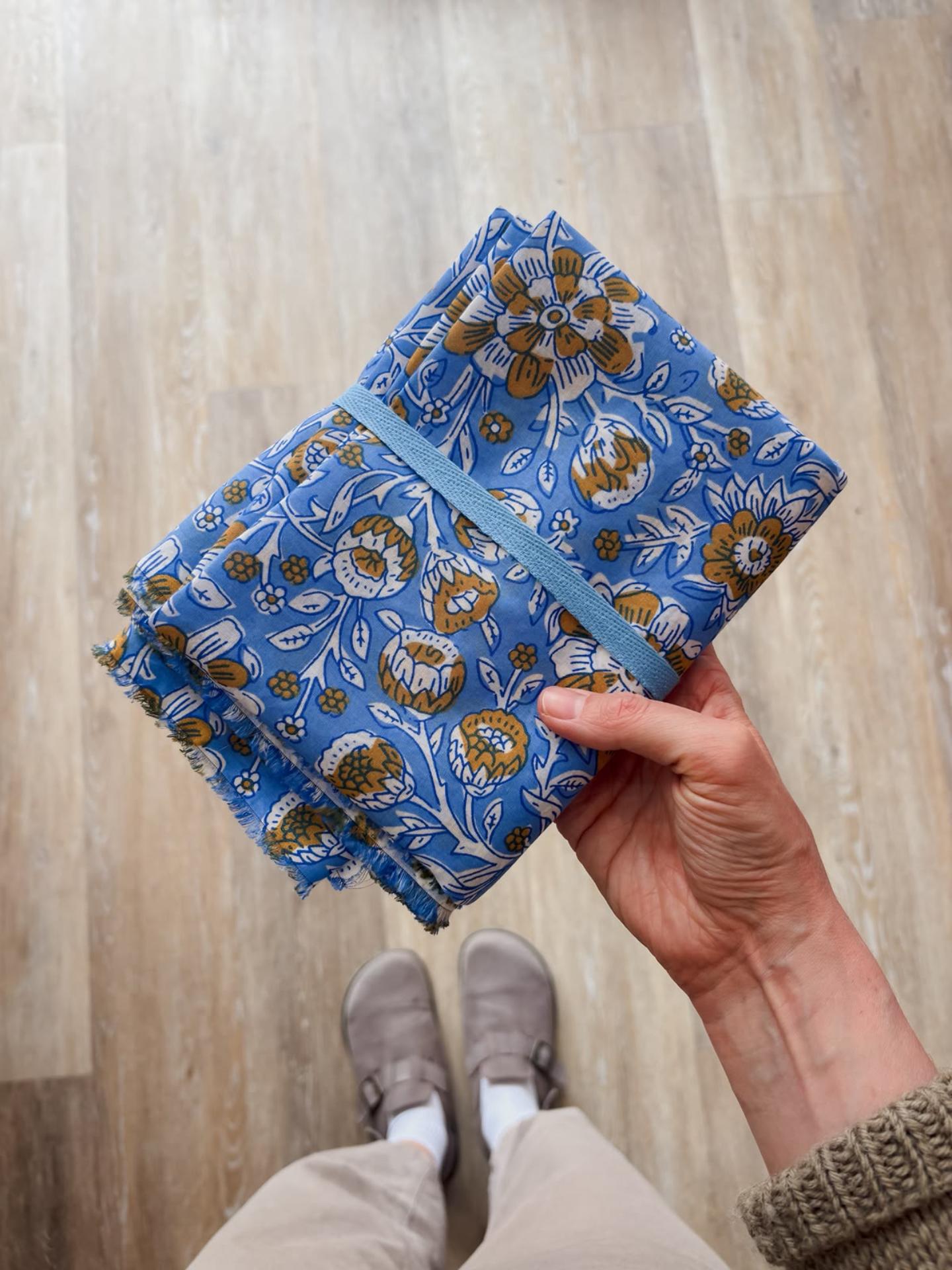 Block Print (Blue + Mustard) - 1.6m