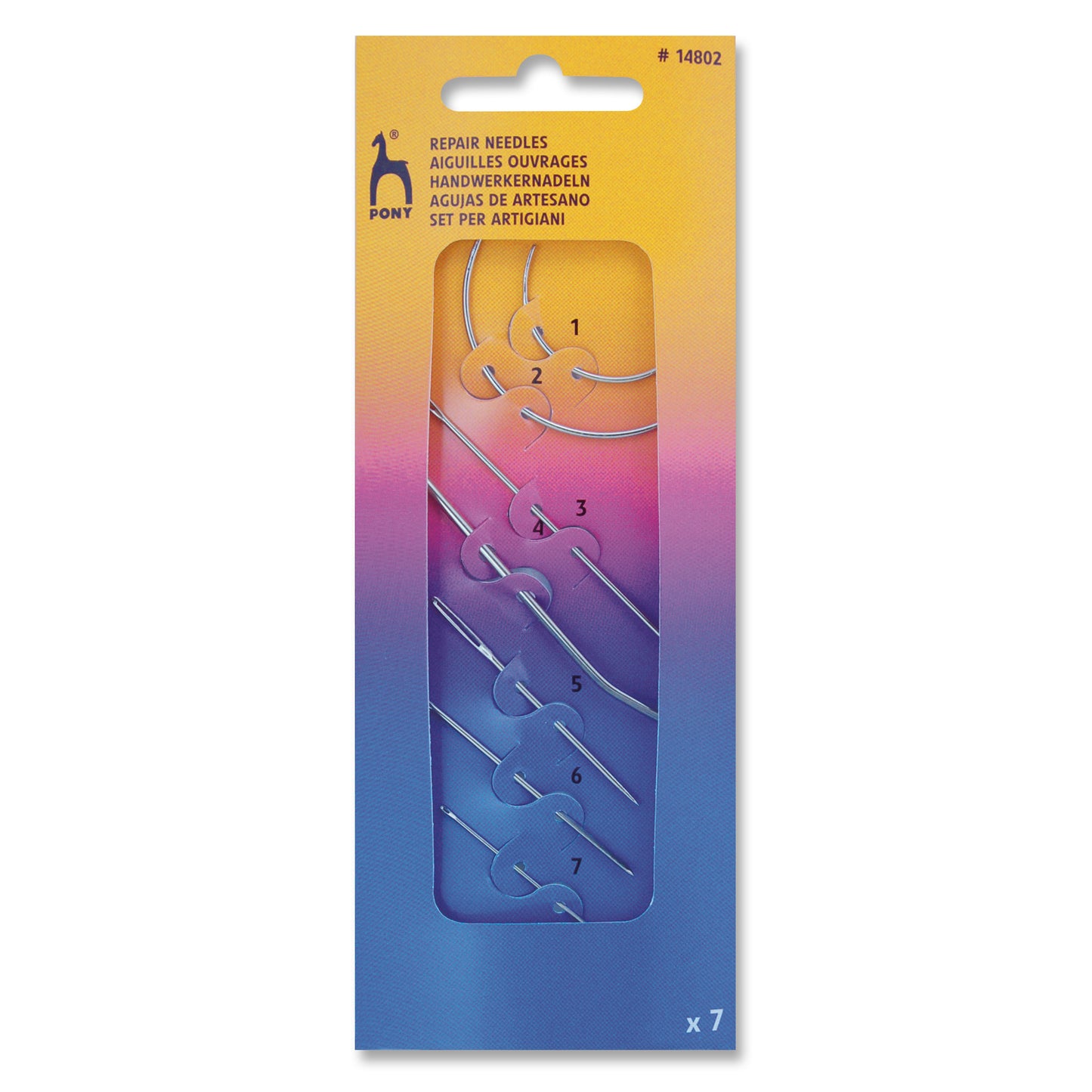 Pony Hand Sewing Repair Needles Gold Eye - Set of 7