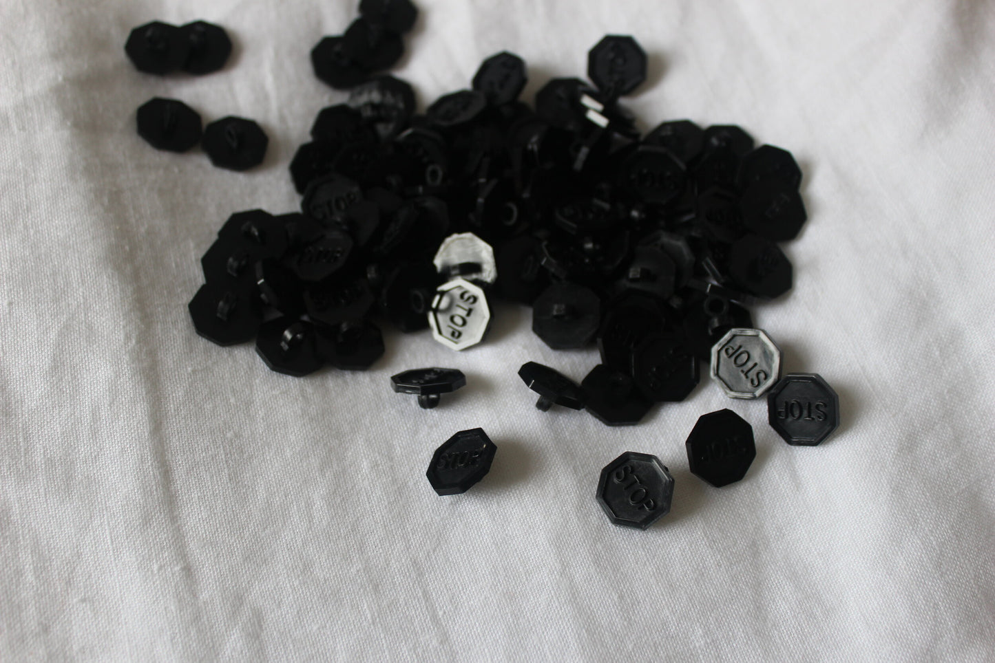 black vintage stop sign buttons 20mm 2