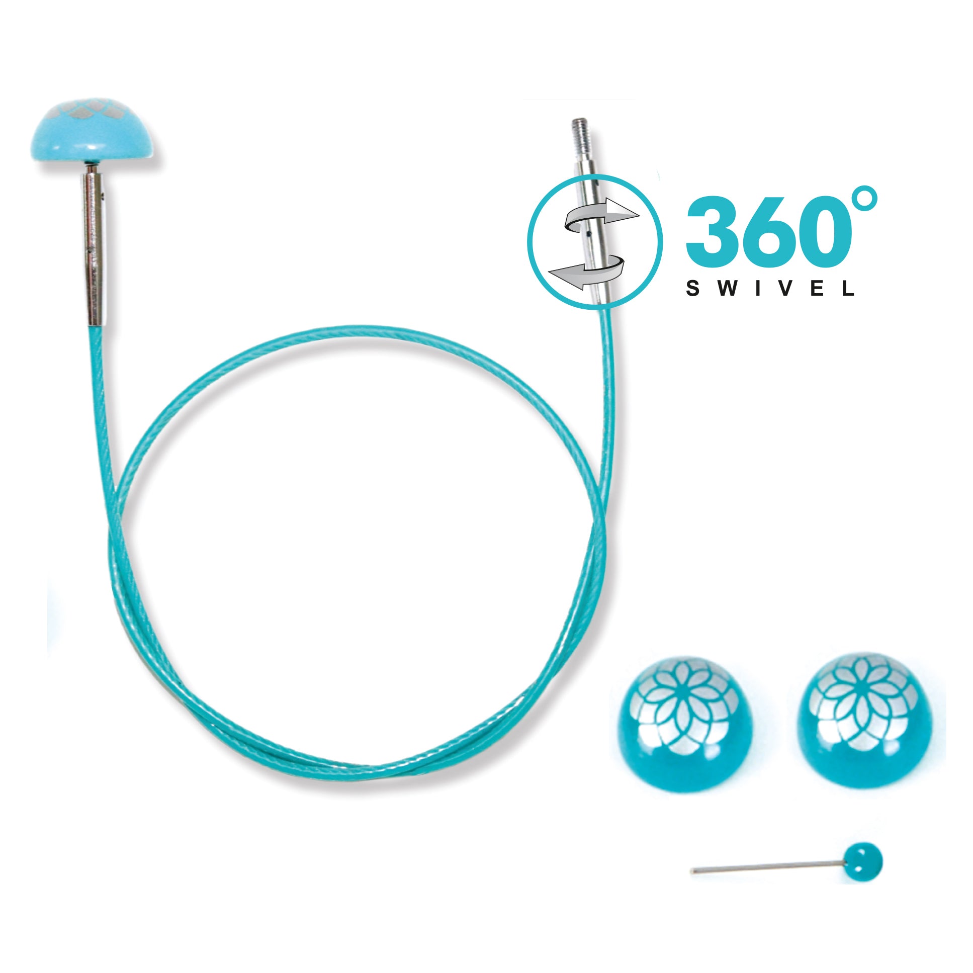 Cable KnitPro Mindful Fixed INT. Para Agujas De 150cm - 1 Unidad - Color Azul Verdoso - Uso Para Tejer O Como Línea De Vida