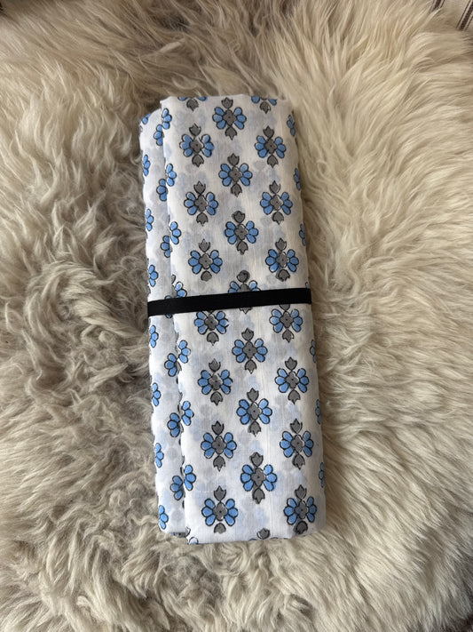 Jaipur Block Print (Grey + Blue) - 1.9m