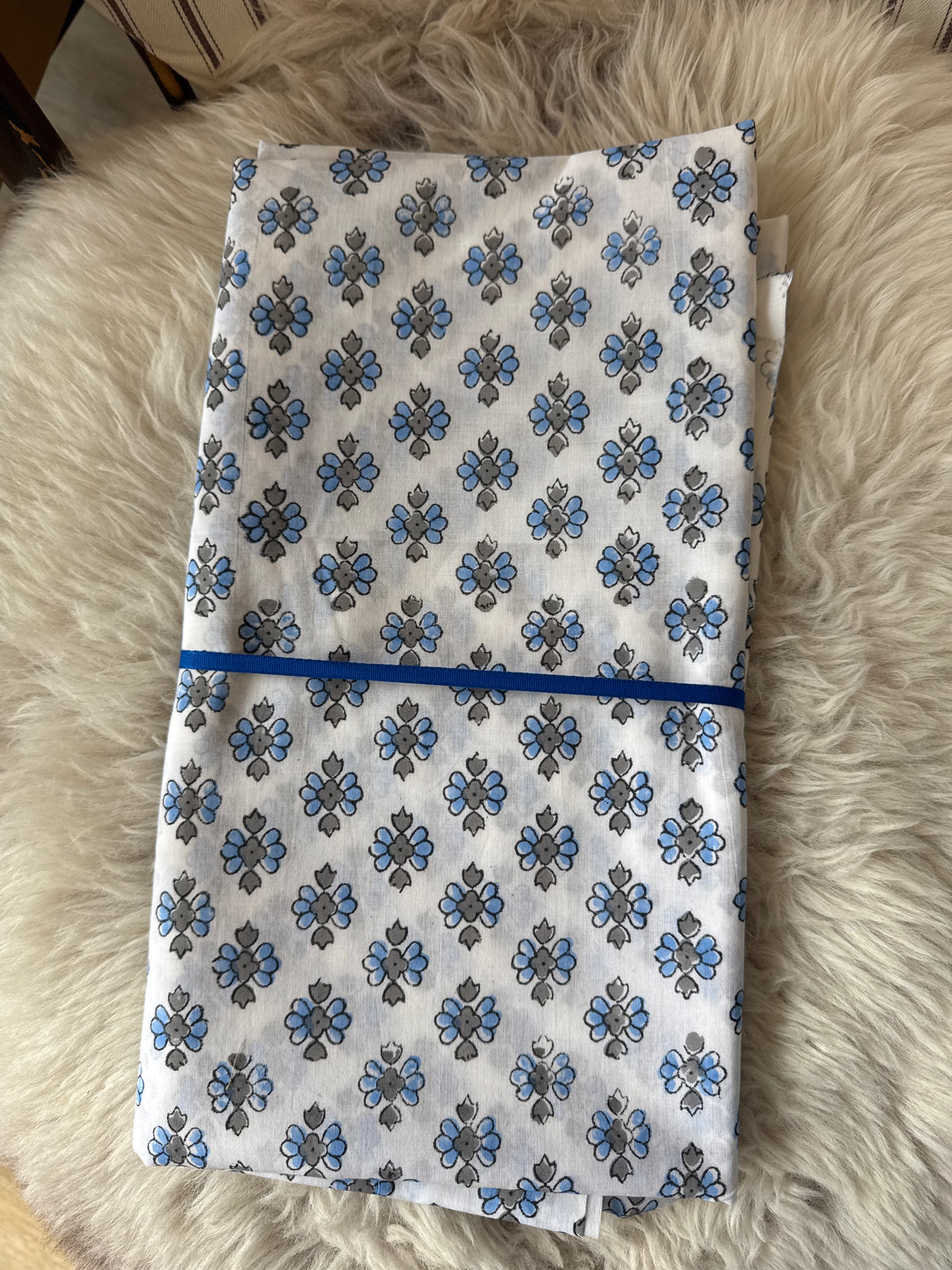 Jaipur Block Print (Grey+Blue) - 2.5m