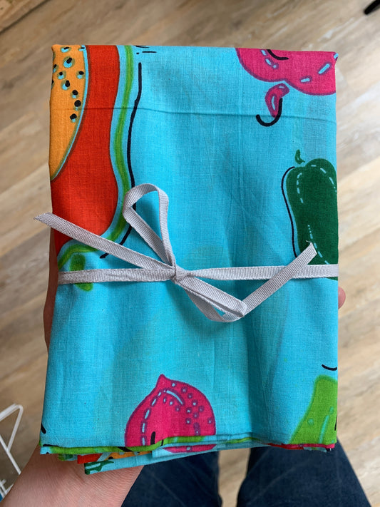 Block Print - Turquoise Papaya - 1.5m