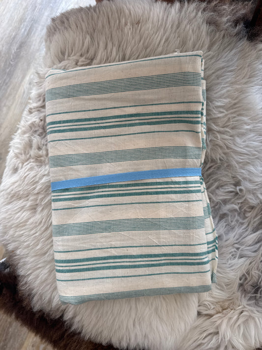 Ecru + Green Stripe Cotton - 3m