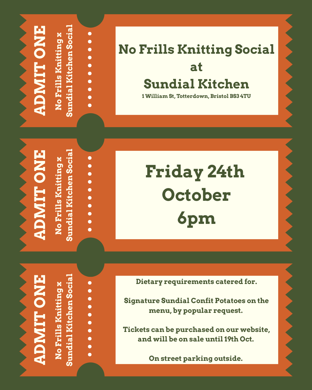 SOCIAL TICKET: July Social at Sundial Kitchen (Friday 24th October)