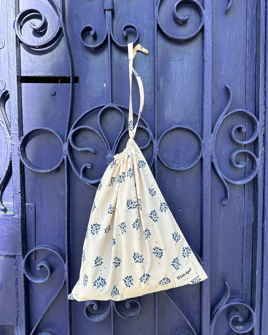 PetiteKnit Knitter's String Bag - Midnight Blue Flower