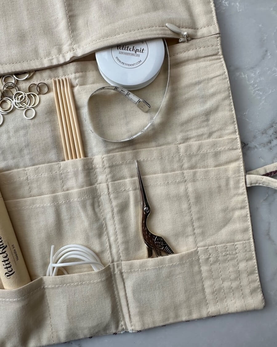 PetiteKnit Knitter's Needle Case - Seersucker Twin Stripe