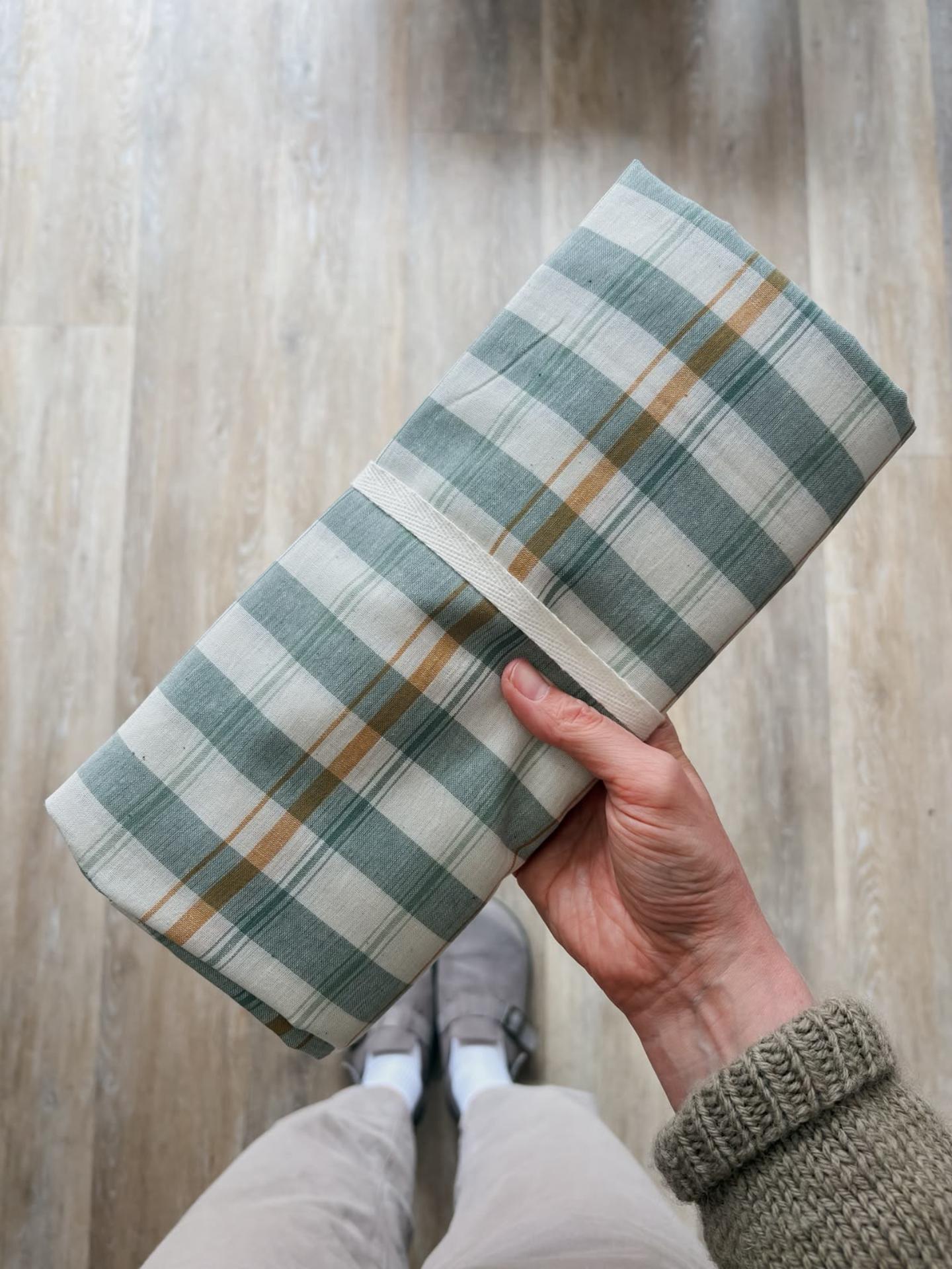Check (White, Green + Mustard) - 2m