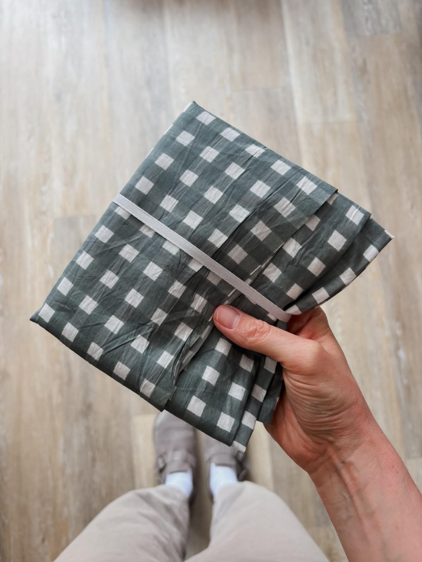 Block Print (Grey + White Check) - 0.9m