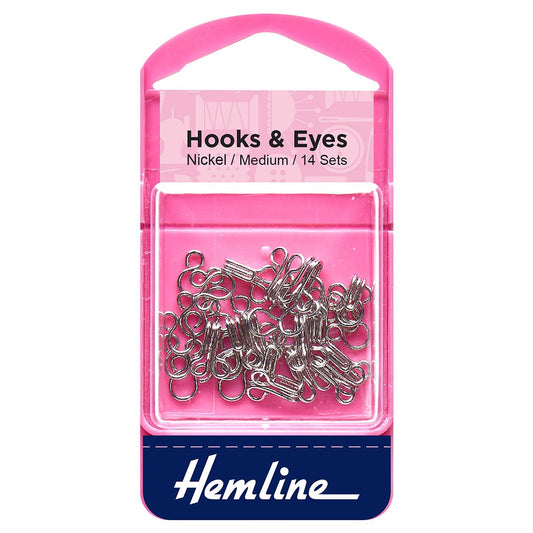 Hemline Hooks & Eyes Nickel - Medium