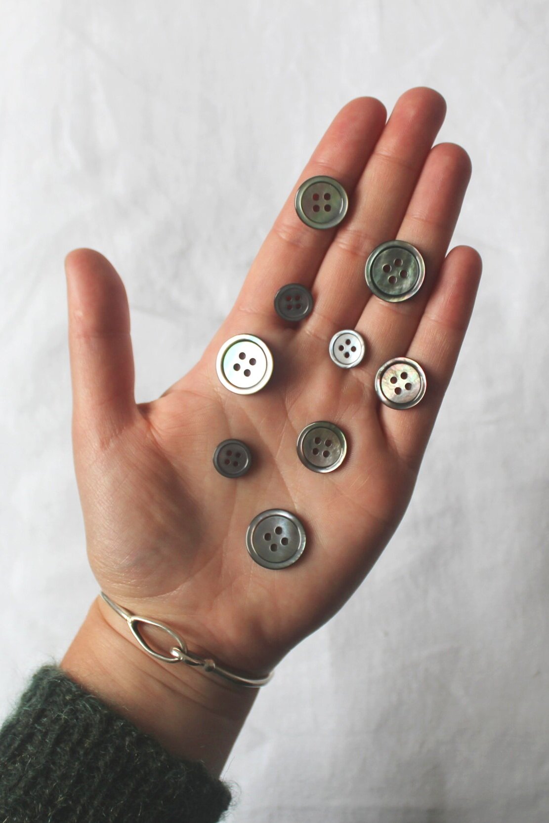 Shell Grey Button Traditional Grey Shell Button | No Frills Knitting