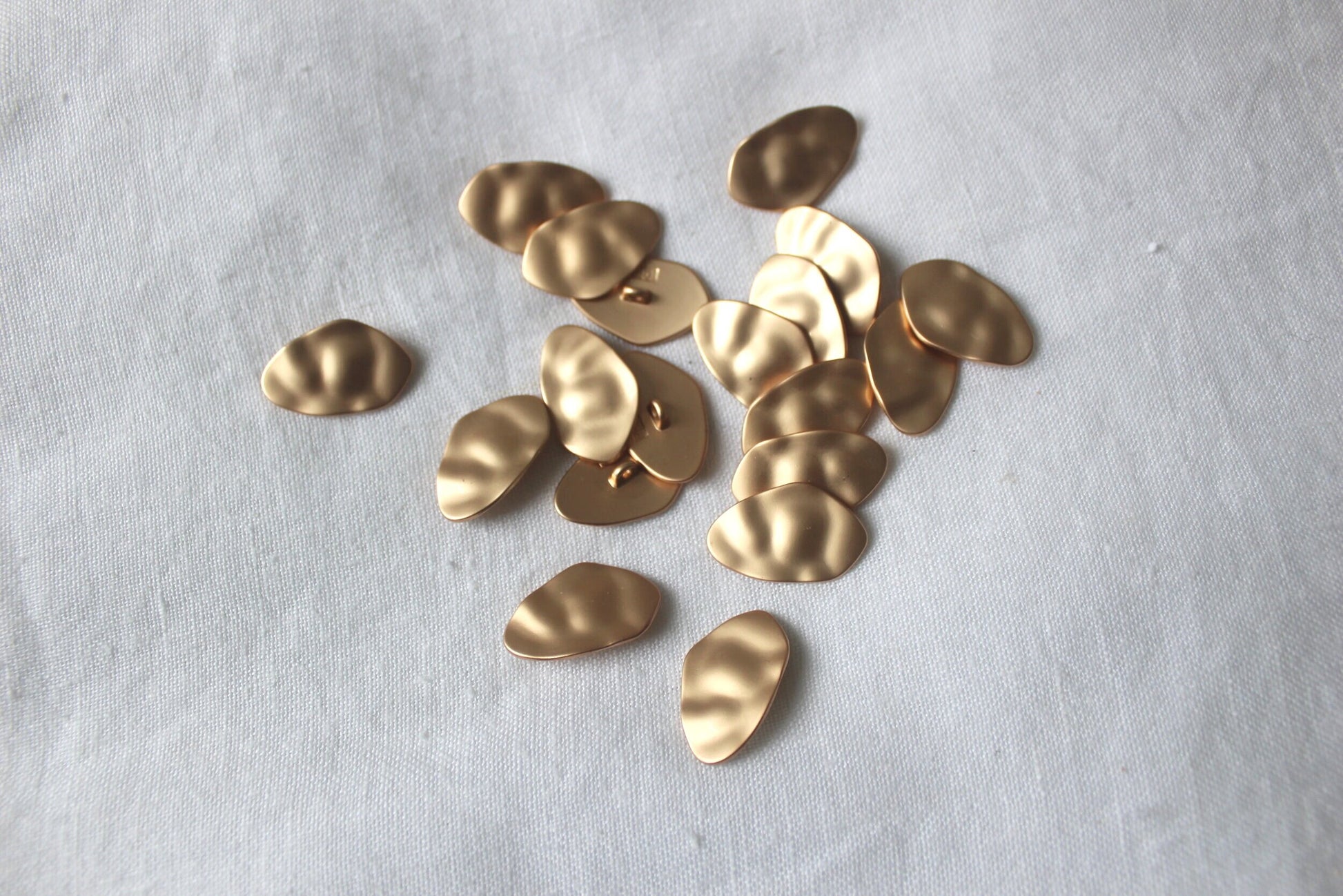 textured matte creamy gold metal buttons 25mm x 15mm