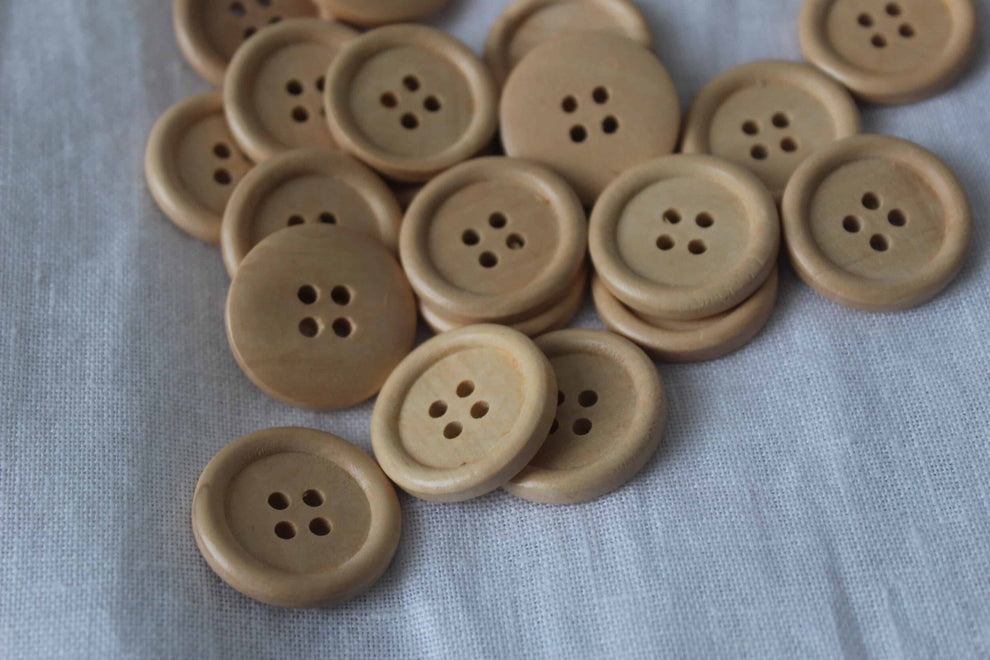 Traditional Natural Wood Button | No Frills Knitting