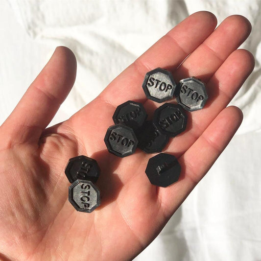 black vintage stop sign buttons 20mm 1